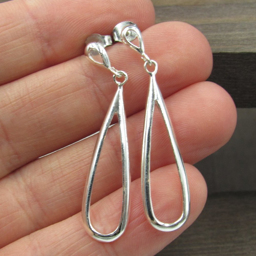 Sterling Unique Stylish Long Dangle Earrings - image 1